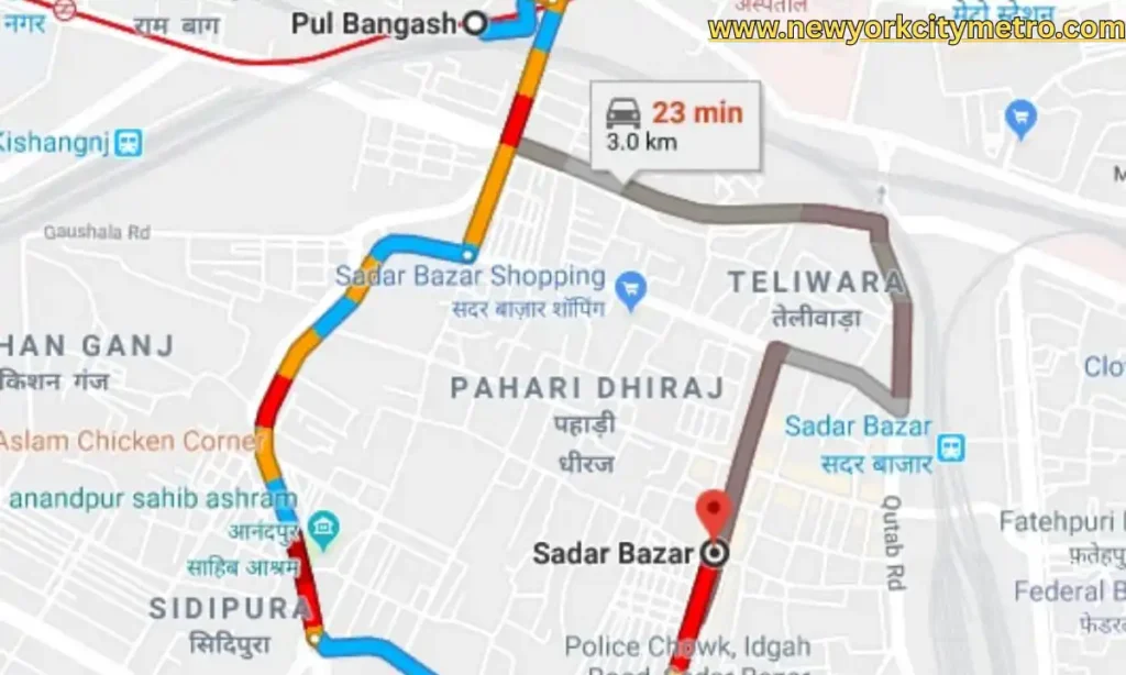 Sadar Bazar Metro Station to Sadar Bazar Market Distance